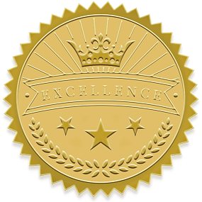 BENECREAT 100 Packs Excellence Embossed Gold Foil Stickers Stars Certificate Seals 5x5cm/2x2" for Invitations, Graduation, Notary Seals and Envelope
