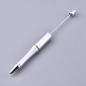 Honeyhandy Plastic Beadable Pens, Press Ball Point Pens, for DIY Pen Decoration, Silver, 144x12mm, The Middle Pole: 2mm