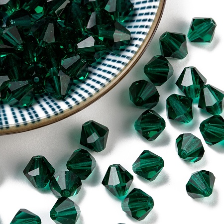 Arricraft Czech Glass Beads, Faceted, Bicone, Green, 6mm in diameter, hole: 0.8mm, 144pcs/gross