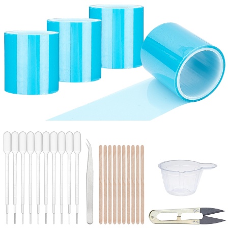 Gorgecraft Epoxy Resin Craft Making Tool Kits, includ Seamless Paper Tape, Sharp Steel Scissors, 304 Stainless Steel Beading Tweezers, Plastic Dropper & Mixing Dish, Mixed Color, 50mm; about 5m/roll, 4rolls