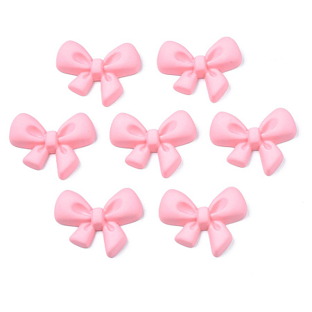 ARRICRAFT Opaque Spray Painted Acrylic Cabochons, Bowknot, Pink, 23x27x6mm