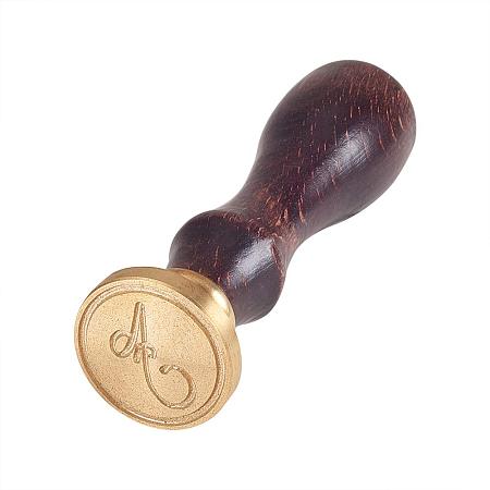PandaHall Elite Letter A Wax Seal Stamp Vintage Retro Brass Head Wooden Handle Classic Alphabet Letter Initial A Wax Sealing Stamp A