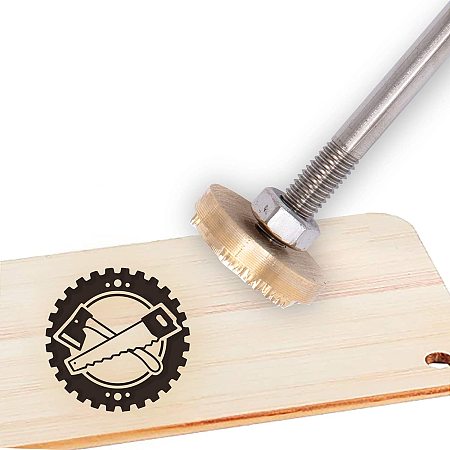 OLYCRAFT 1.2 Inch Wood Branding Iron BBQ Heat Stamp with Brass Head and Wood Handle for Wood, Leather and Most Plastics - Axe & Saw