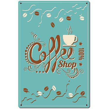 CREATCABIN Coffee Shop Metal Tin Signs Vintage Iron Painting Retro Plaque Poster for Home Kitchen Wall Bar Coffee Shop Decoration, 8 x 12 Inch