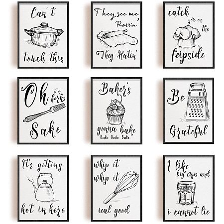 ARRICRAFT Home Decor Painting Canvas Wall Art Sketches Kitchen Ware Canvas Hanging Painting Canvas Art 7.9x9.8inch Canvas Printing Artwork Wall Decoration Painting for Bedroom Living Room 9pcs/Set