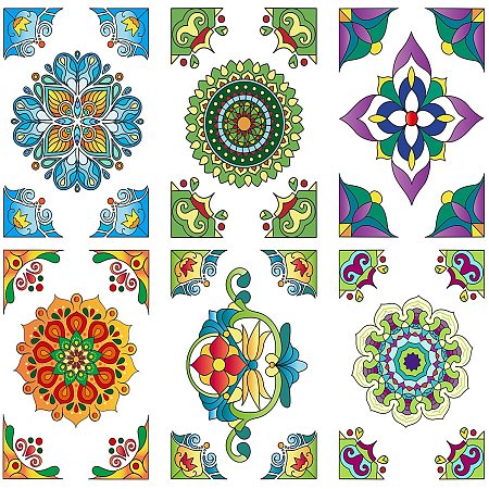 ARRICRAFT 9pcs/Set Window Stickers Mandala Window Clings Floor Clings Self Adhesive Window for Halloween Party Decoration Acessories Halloween Themed Pattern Rectangle About 9.4x13.8inch