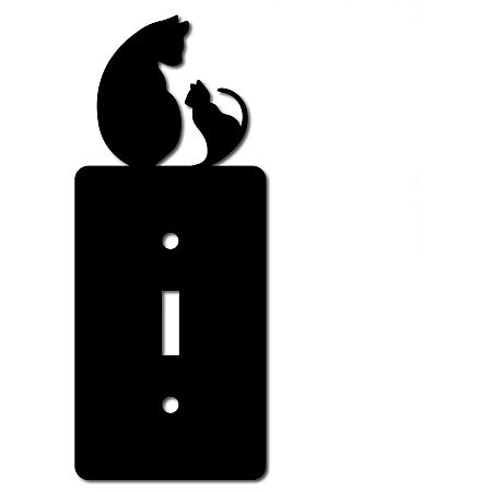 CREATCABIN Cat Single Gang Toggle Light Switch Plate with Screws Unbreakable Heart Love Wall Plate Faceplate Outlet Cover Replacement Receptacle Decorative Wall Art Signs Black 2.8 x 6.7inch