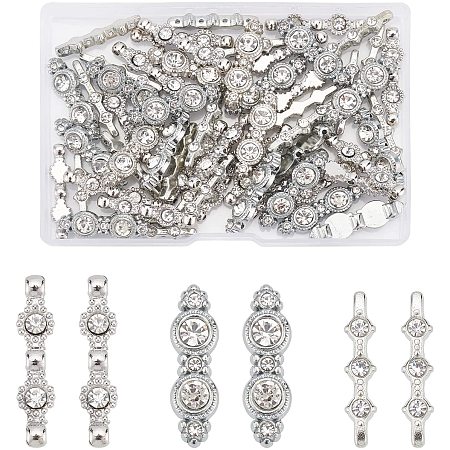 SUPERFINDINGS 60Pcs 3 Style Alloy Rhinestone Bar Spacers 3-Hole