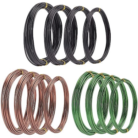 AHANDMAKER Aluminum Bonsai Training Wire, 12 Rolls Aluminum Craft Wire 4 Sizes Metal Jewelry Beading Wire Bonsai Wires for DIY Arts and Craft Projects(Green, Black, Brown)