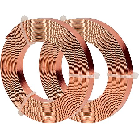 BENECREAT 16.5 Feet 10mm Wide Rose Gold Flat Jewelry Craft Wire 18 Gauge Aluminum Wire for Bezel, Sculpting, Armature, Jewelry Making