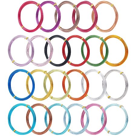 Pandahall Elite Aluminum Wire, 23 Colors Jewelry Beading Wire 15 Guage(1.5mm) Bendable Metal Wire Colorful Aluminum Craft Wire for Wreath Beading Floral Wire Tree Jewelry DIY Craft, 377 Feet Totally