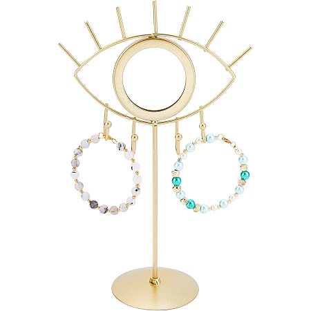 arricraft Metal Jewelry Organizer Tower, Evil Eye Jewelry Stand Holder Necklace Earring Holder Organizer with Vanity Mirror for Earrings Bracelets Necklaces Storage-Golden
