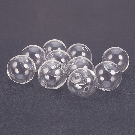 PandaHall Elite 50Pcs Handmade Round Blown Globe Wish Glass Ball Bottles DIY Memory Lockets Pendant Charm Craft Size 16mm Dia. Transparent