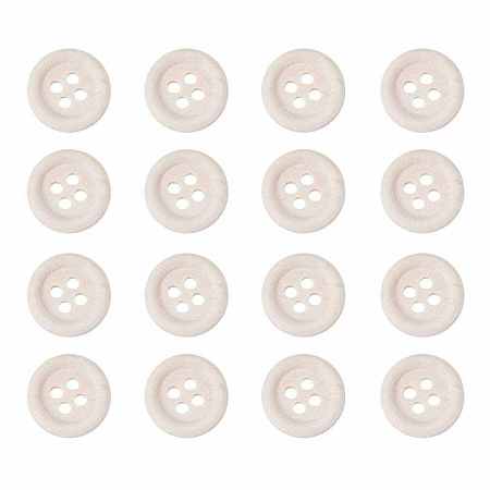PandaHall Elite 4-Hole Buttons, Wooden Buttons, Old Lace, 13mm
