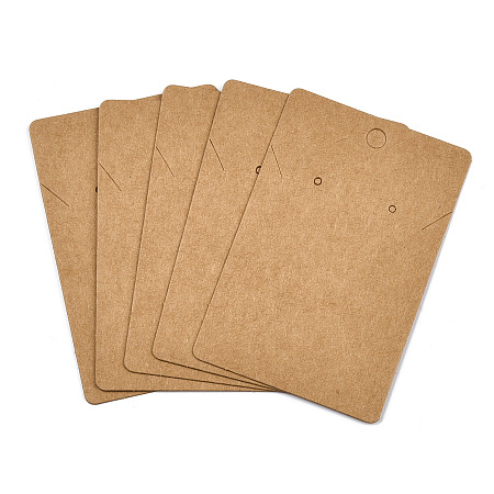 Honeyhandy Rectangle Kraft Paper One Pair Earring Display Cards with Hanging Hole, Jewelry Display Card for Pendants and Earrings Storage, BurlyWood, 9x6x0.06cm, Hole: 6mm and 1.6mm