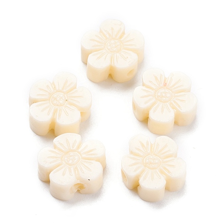 Honeyhandy Carved Synthetic Coral Beads, Dyed, Flower, Beige, 9.7x10.7x3.8mm, Hole: 1.4mm