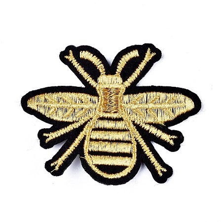 Honeyhandy Bee Shape Computerized Embroidery Cloth Iron on/Sew on Patches, Costume Accessories, Appliques, Light Khaki, 63x51x1.5mm