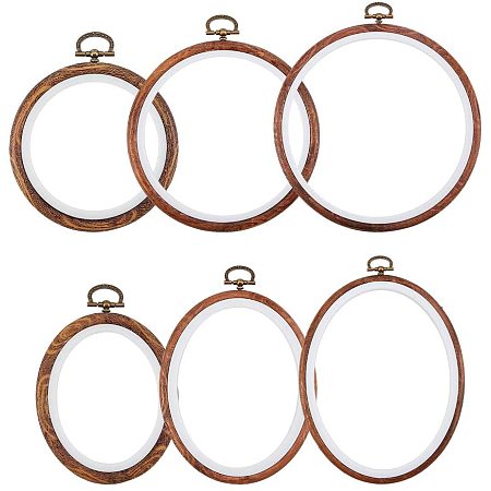 NBEADS 6 Pcs Rubber and Plastic Embroidery Hoops, 2 Sizes Plastic Cicle and 4 Sizes Rubber Ring Cross Stith Frames for DIY Sewing Crafts Making.