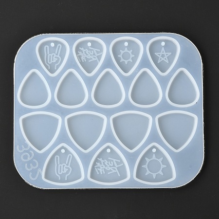 Honeyhandy Guitar Pick Shape Silicone Molds, Resin Casting Molds, For UV Resin, Epoxy Resin Jewelry Making, White, 165x136x5mm