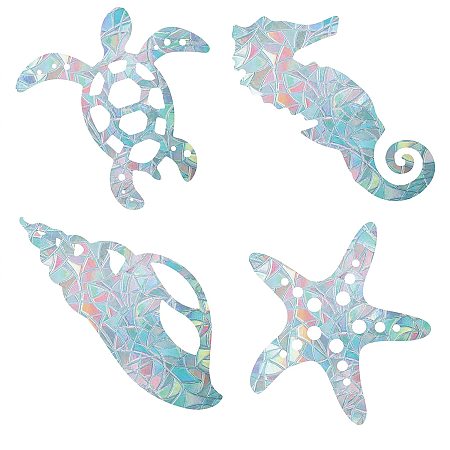 GORGECRAFT 16PCS Sea Animal Window Decals Static Glass Sliding Door Sticker Clings Non Adhesive Vinyl Film Home Decals for Windows Prevent Stop Birds Dogs Pets Strikes