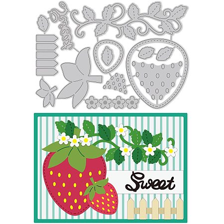 GLOBLELAND Strawberry Die-Cuts Set Fruits Cutting Dies for DIY Scrapbooking Festival Greeting Cards Diary Journal Making Paper Cutting Album Envelope Decoration