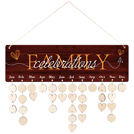 CRASPIRE Calendar Birthday Reminder Family Celebrations Wall Hanging Board Wooden Plaque with Wooden Ornaments Blank Slices for Family Birthday Reminder Home Wall Decor