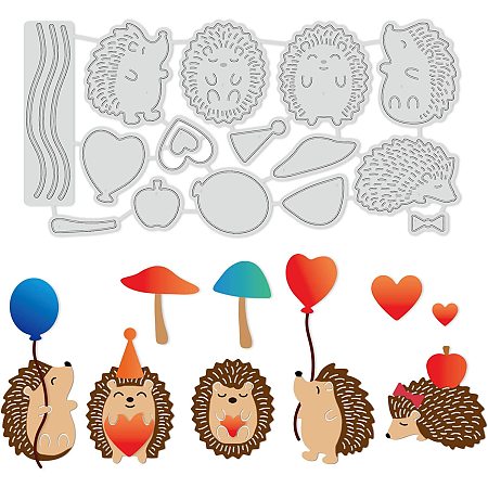 GLOBLELAND Hedgehog Balloon Love Heart Die-Cuts Set Cutting Dies for DIY Scrapbooking Festival Greeting Cards Diary Journal Making Paper Cutting Album Envelope Decoration