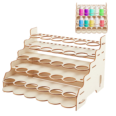 NBEADS 5-Layer Wooden Craft Paint & Brash Rack, Pigment Organizer Holder, for Paint Tool Storage, Wheat, Finished Product: 25.5x21.2x17cm