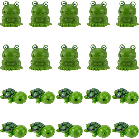 NBEADS 20 Pcs Resin Mini Frogs & Tortoise Miniature Figurines, Mini Garden Frog Ornaments Animals Model Garden Miniature Moss Landscape DIY Craft for Home Party Decoration Supplies