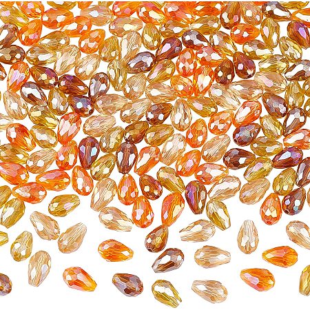CHGCRAFT 232Pcs 4 Colors Teardrop Glass Beads Crystal Electroplated Glass Beads Vertical Hole Faceted Glass Teardrop Spacer Beads for DIY Handcrafte Bracelet Necklace