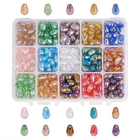 NBEADS 1 Box of Teardrop Glass Beads for Jewelry Making Multicolor AB Colour Crystal Faceted Spacer Beads