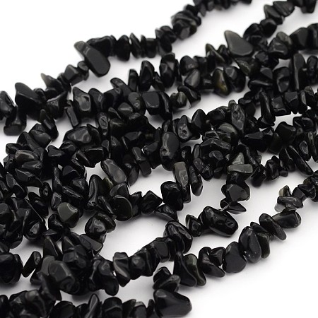 Honeyhandy Natural Obsidian Beads Strands, Dyed, Chip, 5~8mm, Hole: 0.5mm, about 31~32 inch