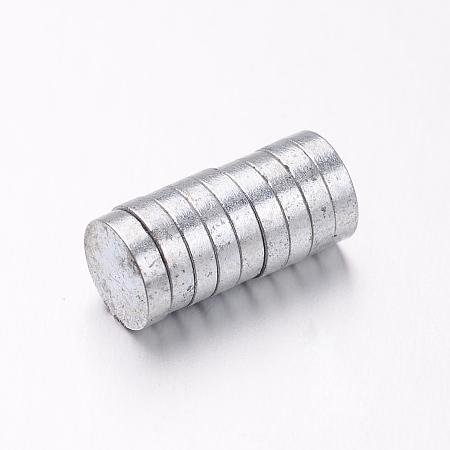 Honeyhandy Flat Round Magnet Beads, No Hole, Platinum, 6x1.4mm