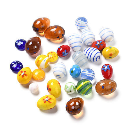 Arricraft Lampwork Cabochons, Round and Oval Shape, Mixed Color, 16~36x9.5~25.5mm, 43pcs/500g