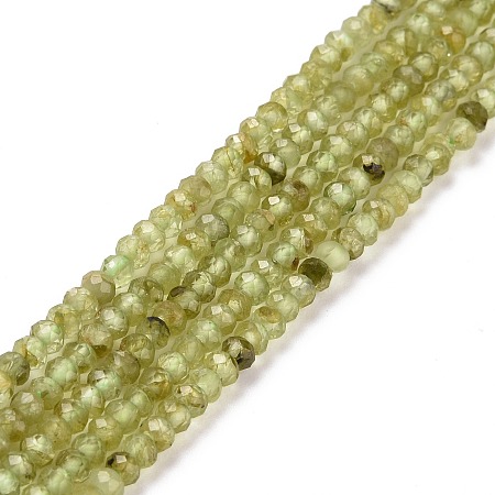 Natural Peridot Beads Strands, Faceted, Rondelle, 3x2.5mm, Hole: 0.5mm, about 188pcs/strand, 15.55''(39.5cm)