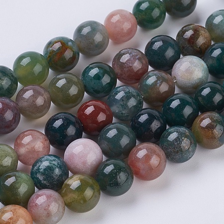 Arricraft Natural Indian Agate Beads Strands, Round, 8mm, Hole: 1mm, about 24pcs/strand, 7.6