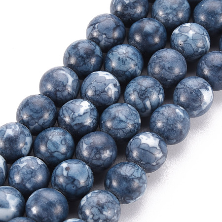 Honeyhandy Natural White Jade Bead Strands, Round, Dyed, Royal Blue, 8mm, Hole: 1mm, about 50pcs/strand, 15.7 inch(400mm)