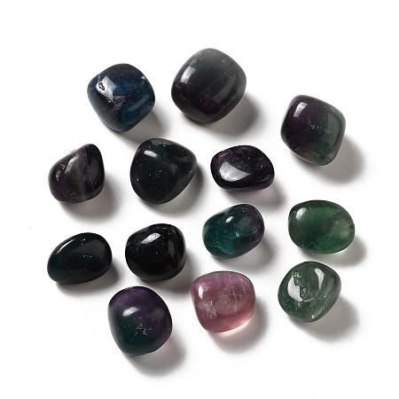 Honeyhandy Natural Fluorite Beads, Tumbled Stone, Vase Filler Gems, No Hole/Undrilled, Nuggets, 17~30x15~27x8~22mm