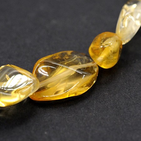 Honeyhandy Natural Citrine Bead Strands, Nuggets, Dyed & Heated, 5~19x4~9x3~9mm, Hole: 0.5~1mm, about 15 inch