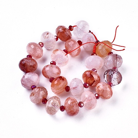 Honeyhandy Natural Quartz Beads Strands, Faceted, Rondelle, 17.5~18x12.5~13mm, Hole: 1mm, about 22pcs/strand, 14.9~15.3 inch(38~39cm)