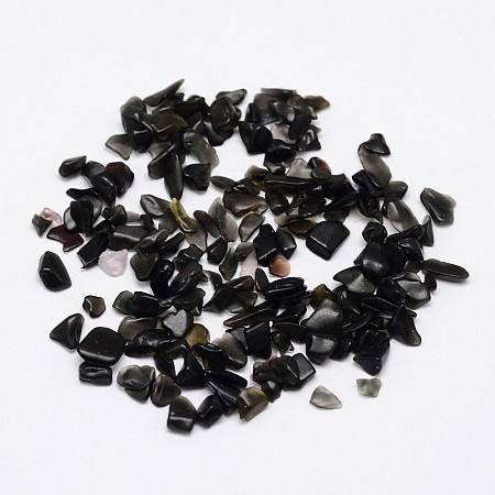 Honeyhandy Natural Black Stone Chip Beads, No Hole/Undrilled, 2~8x3~5mm