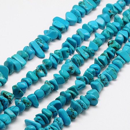 Honeyhandy Chips Natural Howlite Beads Strands, Dyed, Turquoise, 7~14x6~10mm, Hole: 1mm, 16.1 inch