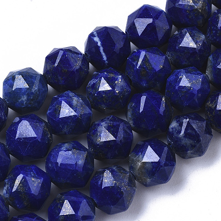 Honeyhandy Natural Lapis Lazuli Beads Strands, Faceted, Star Cut Round Beads, 6~7mm, Hole: 0.8~0.9mm, about 31~33pcs/Strand, 7.40 inch7.72 inch(18.8~19.6cm)