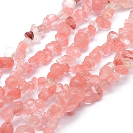 Honeyhandy Cherry Quartz Glass Beads Strands, Chip, 5~8mm, Hole: 1mm, about 33 inch(84cm)