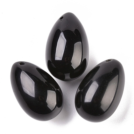 Honeyhandy Natural Obsidian Pendants, Easter Egg Stone, 31x20x20mm, Hole: 2mm