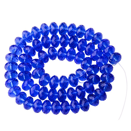 PandaHall  Elite 1 Bag of 60pcs Assorted Briolette Faceted Rondelle Crystal Glass Beads Imitation Austrian Crystal Bead Strands 8x5mm Sapphire