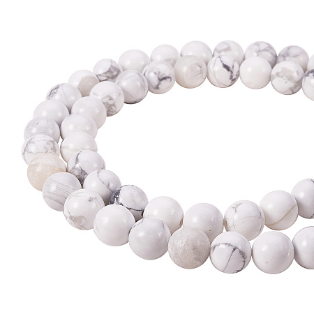 PandaHall Elite 8mm Natural Howlite Bead Strands Round Loose Beads Approxi 15 inch 1 Strand for Jewelry Making