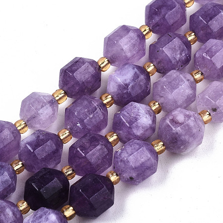 Honeyhandy Natural Dolomite Beads Strands, Faceted, Dyed, Round, Medium Purple, 10.5x9.5mm, Hole: 1.2mm, about 37pcs/strand, 15.04 inch~15.35 inch(38.2cm~39cm)