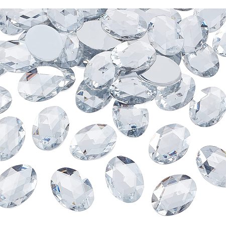 FINGERINSPIRE 50 Pcs 40x30mm Extral Large Oval Acrylic Rhinestone Gems with Container Acrylic Jewels Embelishments Crystals Flat Back Clear Acrylic Jewels for Costume Making Cosplay