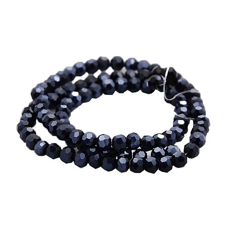 NBEADS 1 Strand Full Hematite Plated Glass Faceted Round Spacer Beads Strands With 3mm,Hole: 1mm,About 100pcs/strand